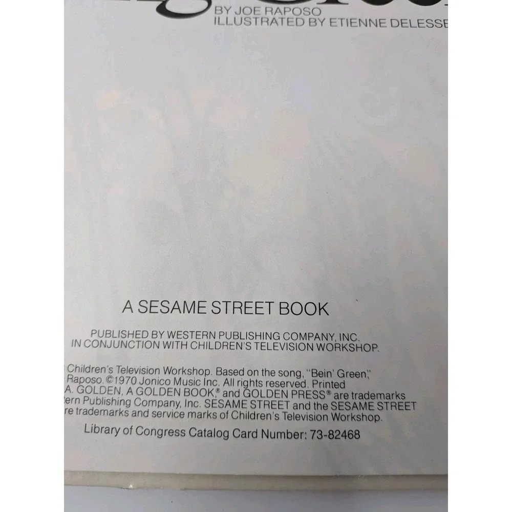 RARE Vintage Golden book Being Green Sesame Street Joe Raposo 1973